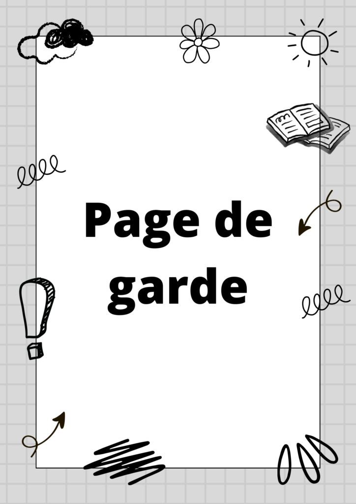 Rédaction de la page de garde